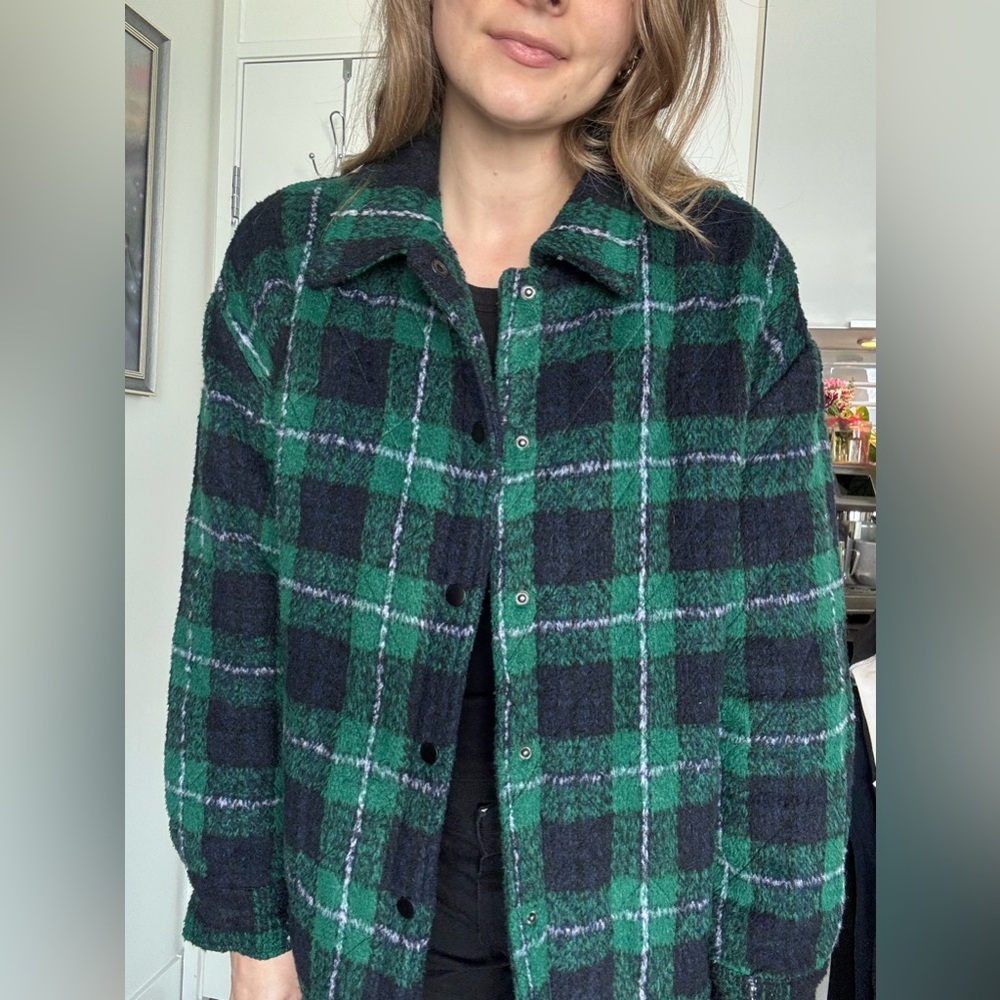 Steve Madden Green & Black Plaid Shacket - Size L